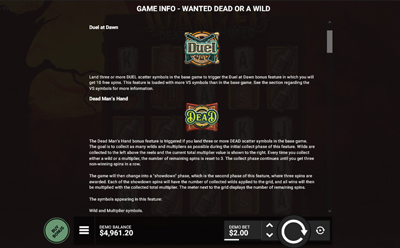 Giros gratis de la tragamonedas Wanted Dead or a Wild