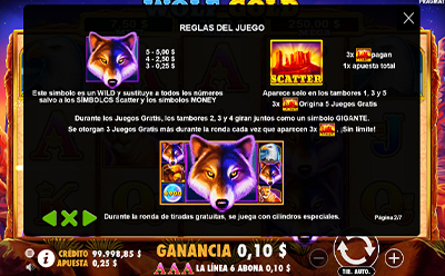 Giros gratis de la tragamonedas Wolf Gold